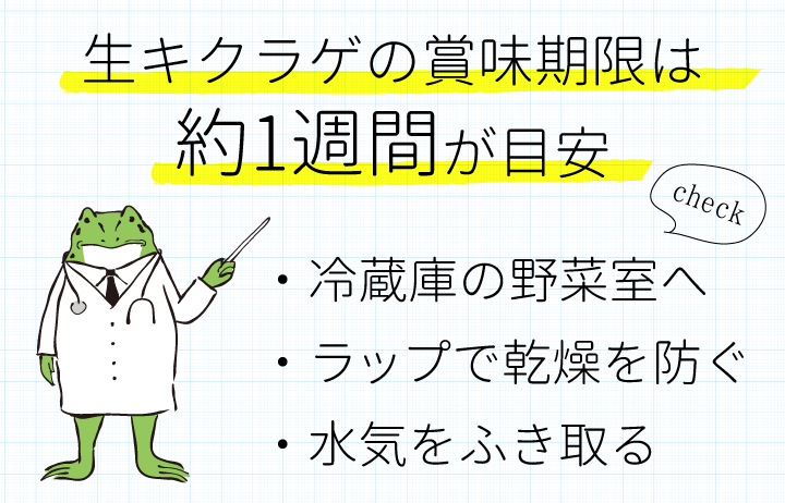 生キクラゲの賞味期限は約1週間が目安